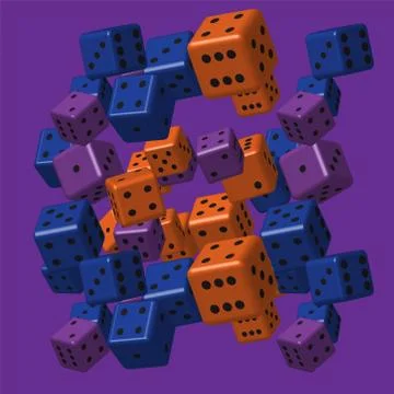 Orange Blue Purple Dice Pattern Stock Illustration