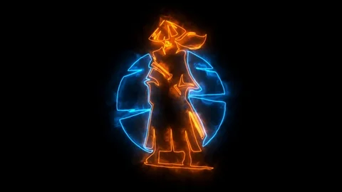 Orange Blue Samurai Warrior Animated Logo with Reveal Effect Stock Footage 112705238
