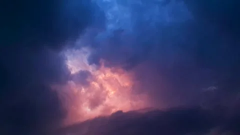 Orange blue sky, clouds in the sky gloomy celestial,landscape horizon, colorful. Stock Footage 308631322