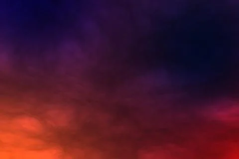 Orange-blue smoke clouds moving turbulent on a blue background. Ilustração Stock