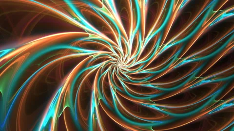 Orange-blue swirl trails creating fractal vortex animation. Stock Footage 333176756
