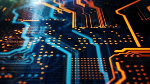 Orange,  blue technology background Stock Footage 97783426