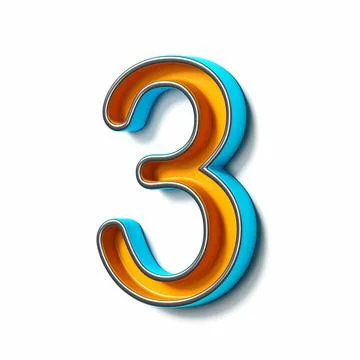 Orange blue thin metal font Number 3 THREE 3D Orange blue thin metal font ... Stock Photos