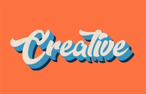 Orange blue white creative hand written word text for typography logo design Stock Illustration