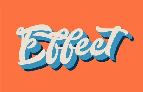 Orange blue white effect hand written word text for typography logo design Stock Illustration