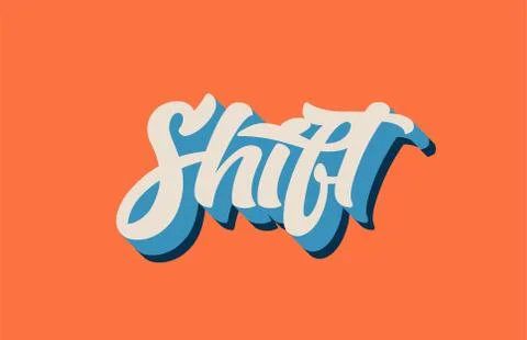 Orange blue white shift hand written word text for typography logo design Illustrazione stock