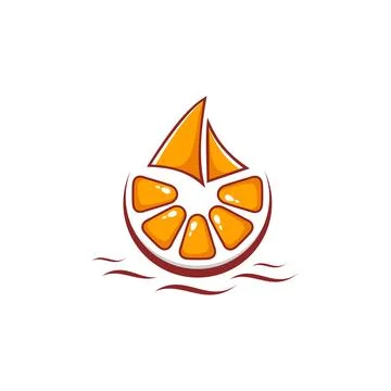 Orange Boat Logo Vector Template Stock Illustration