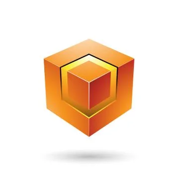 Orange Bold Cube with Glowing Core Vector Illustration 스톡 일러스트