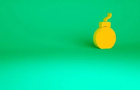 Orange Bomb ready to explode icon isolated on green background. Minimalism co 스톡 일러스트