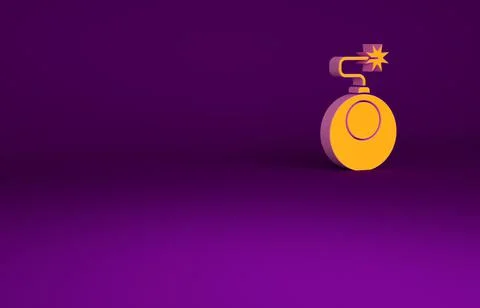 Orange Bomb ready to explode icon isolated on purple background. Minimalism c イラスト素材