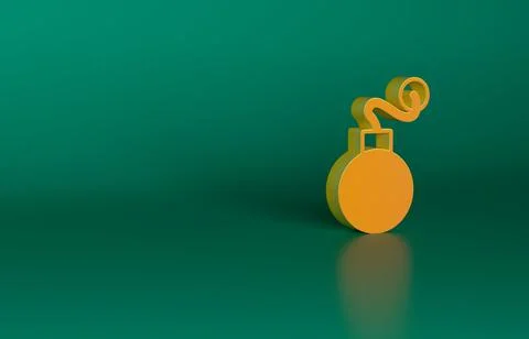 Orange Bomb ready to explode icon isolated on green background. Minimalism Illustrazione stock