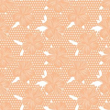 Orange Botanical Floral Seamless Pattern with dotted Background Illustrazione stock