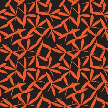 Orange Botanical Floral Seamless Pattern Background Stock Illustration