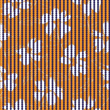 Orange Botanical Floral Seamless Pattern with striped Background Stock Illustration
