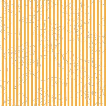 Orange Botanical Floral Seamless Pattern with striped Background Stock Illustration