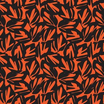 Orange Botanical Floral Seamless Pattern Background Illustrazione stock
