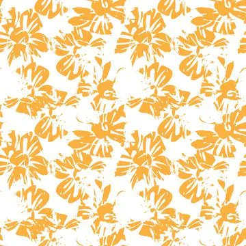 Orange Botanical Floral Seamless Pattern Background 스톡 일러스트
