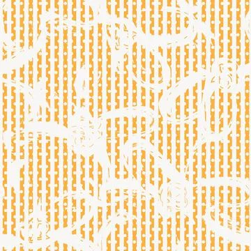 Orange Botanical Floral Seamless Pattern with striped Background Stock Illustration