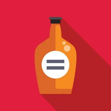 Orange bottle of liquor with generic label on red background Stock Illustration