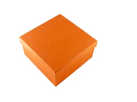 Orange box on white background Stock Photos