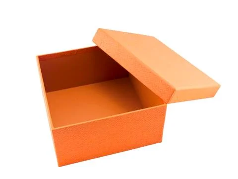 Orange box on white background Stock Photos