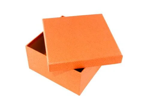 Orange box on white background Stock Photos