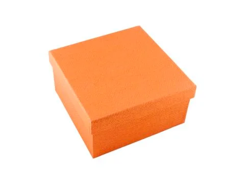 Orange box on white background Stock Photos