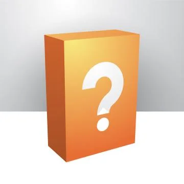 Orange box with a white question mark Illustrazione stock