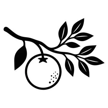 Orange branch with leaf line art vector illustration Stockillustratie