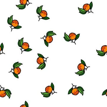 Orange branch leaf vector seamless pattern Stock Illustration