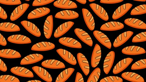 Orange Bread Loaf Pattern Motion Graphics Background on Black Stock Footage 347697446