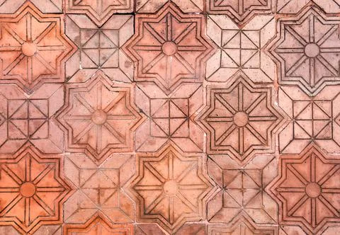 Orange brick surface of geometric pattern Stock Photos