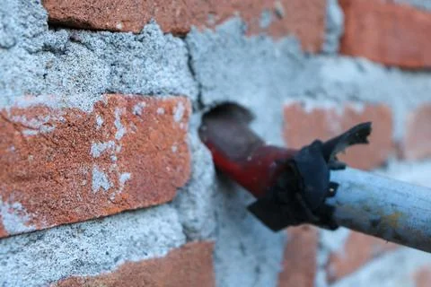 Orange brick wall background 스톡 사진