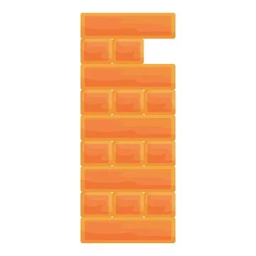 Orange brick wall being constructed with one brick missing Stock Illustration