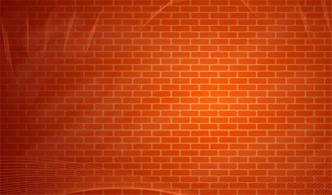 Orange brick wall seamless Vector illustration background. Stock Illustration