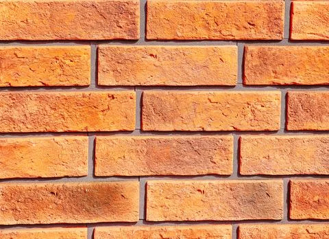 Orange Brick Wall Texture with Rectangular Pattern Copy Space Background  Stock Photos