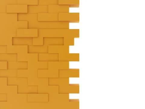 Orange brick wall on white background 스톡 일러스트