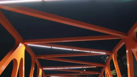 The orange bridge at the night with LED light Stock Footage 164654898