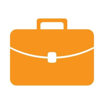 Orange briefcase vector solid icon isolated on white background Stock Illustration