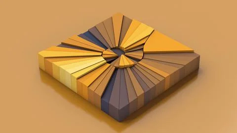 Orange, brown, blue broken surface.. Abstract illustration, 3d render. Stock Illustration