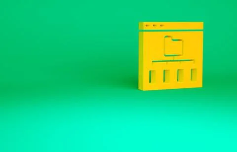Orange Browser files icon isolated on green background. Minimalism concept. 3 Stock Illustration