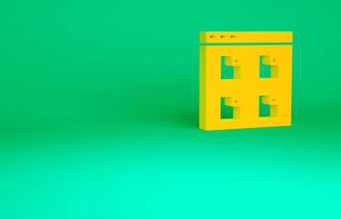 Orange Browser files icon isolated on green background. Minimalism concept. 3 Stock Illustration