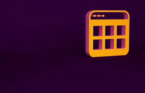 Orange Browser files icon isolated on purple background. Minimalism concept.  Stock Illustration