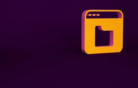 Orange Browser files icon isolated on purple background. Minimalism concept.  Stock Illustration