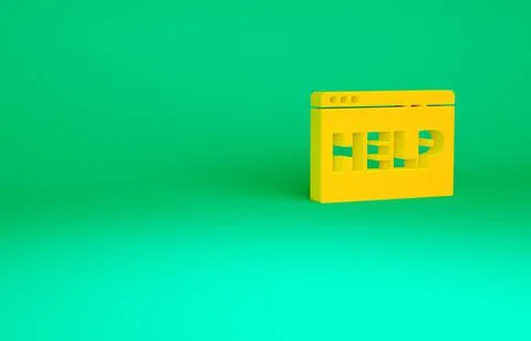 Orange Browser help icon isolated on green background. Internet communication 库存插图