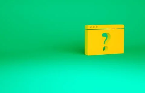 Orange Browser with question mark icon isolated on green background. Internet Stock Illustration