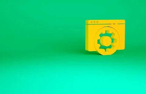 Orange Browser setting icon isolated on green background. Adjusting, service, Stock Illustration
