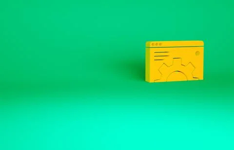 Orange Browser setting icon isolated on green background. Adjusting, service, 스톡 일러스트