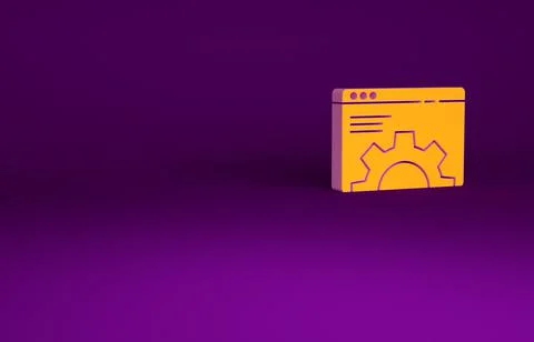 Orange Browser setting icon isolated on purple background. Adjusting, service Stock Illustration