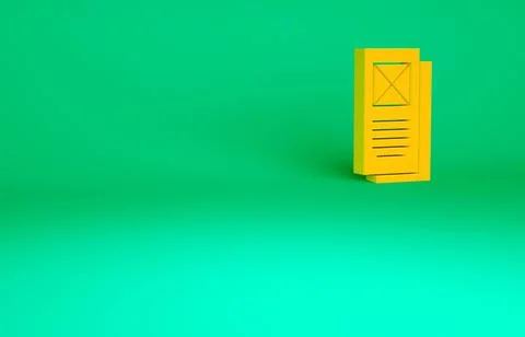 Orange Browser window icon isolated on green background. Minimalism concept.  Illustrazione stock